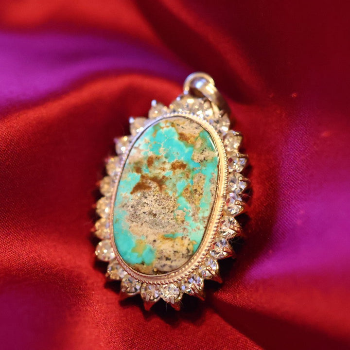 Turquoise (Feroza) Glory Zirconia Sterling Silver Pendant