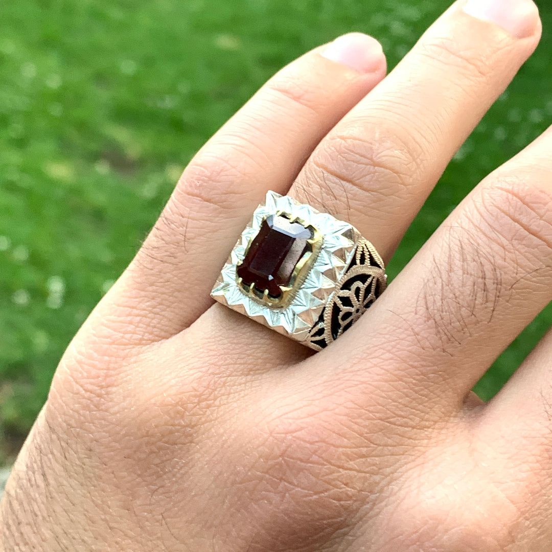 Majestic Persian Ruby Lattice Ring