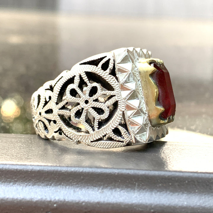 Majestic Persian Ruby Lattice Ring