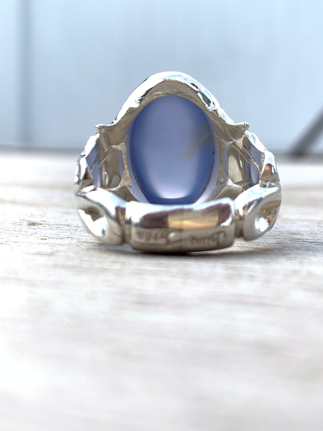 YEMENI BLUE AQEEQ STERLING SILVER RING FOR MEN