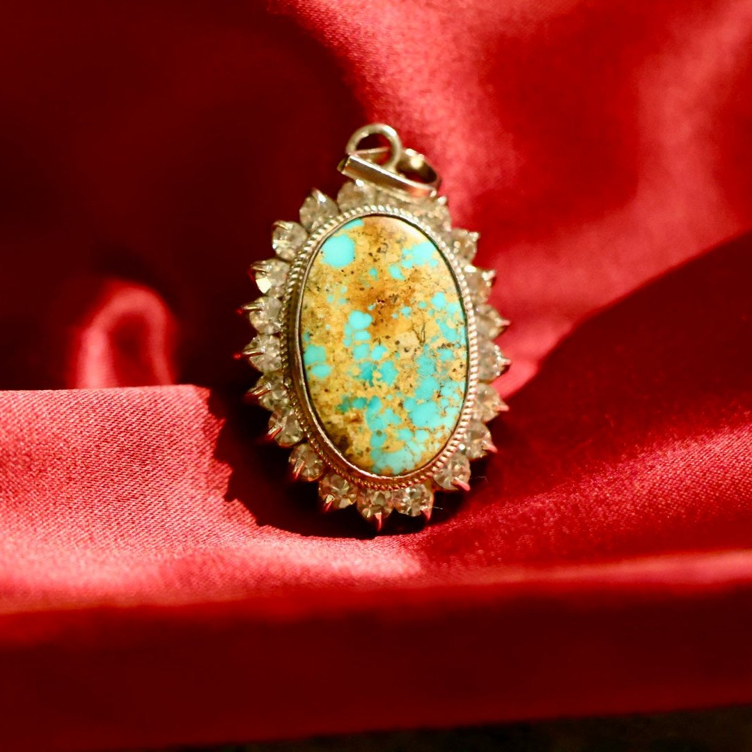 Aurora Veil Turquoise Zirconia Sterling Silver Pendant