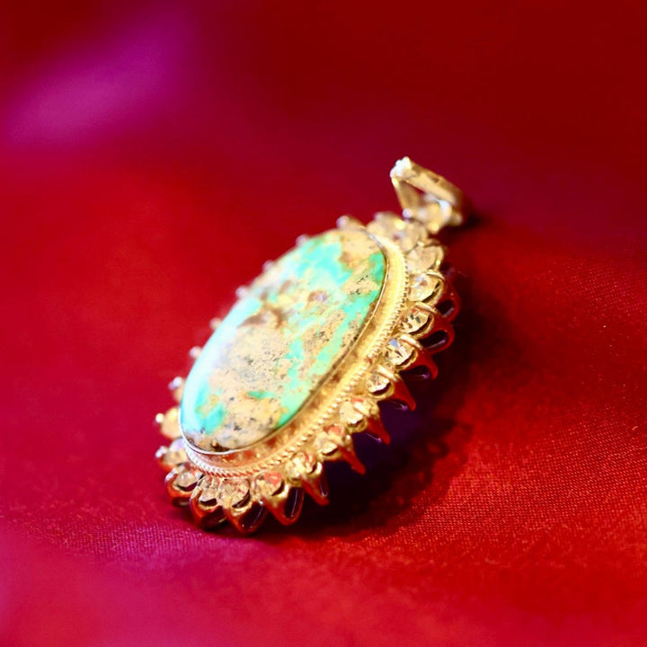 Turquoise (Feroza) Glory Zirconia Sterling Silver Pendant