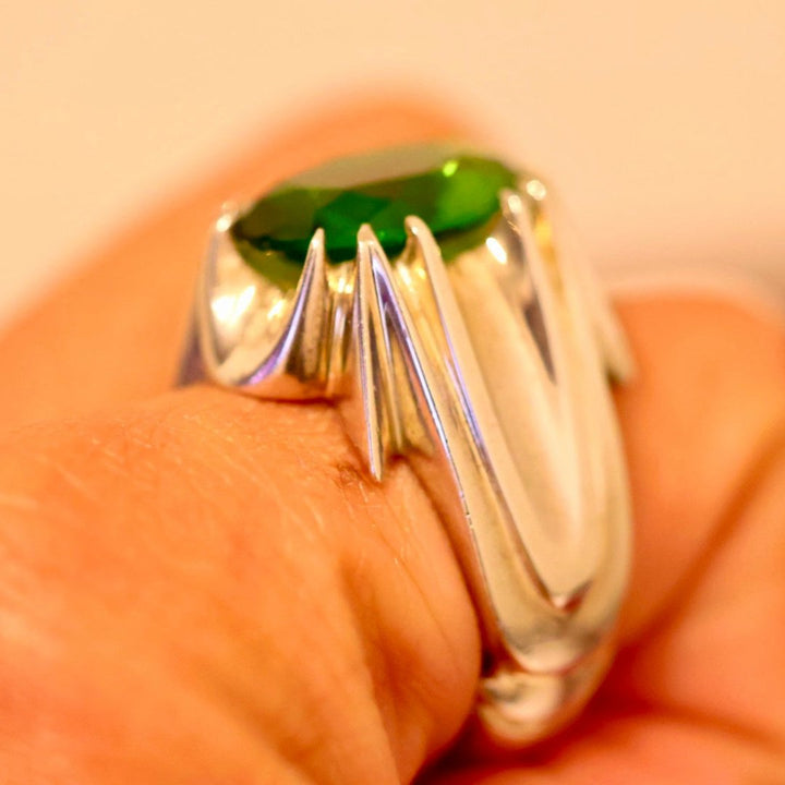 Majestic Green Brazilian Quartz Sterling Silver Ring