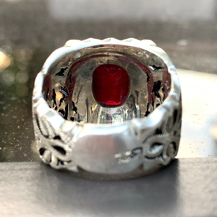 Majestic Persian Ruby Lattice Ring