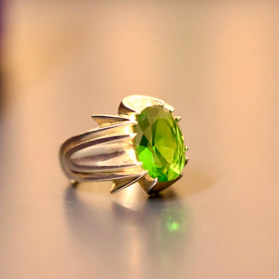 Majestic Green Brazilian Quartz Sterling Silver Ring