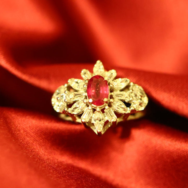 Scarlet Bloom Ruby Sterling Silver Ring with Zirconia