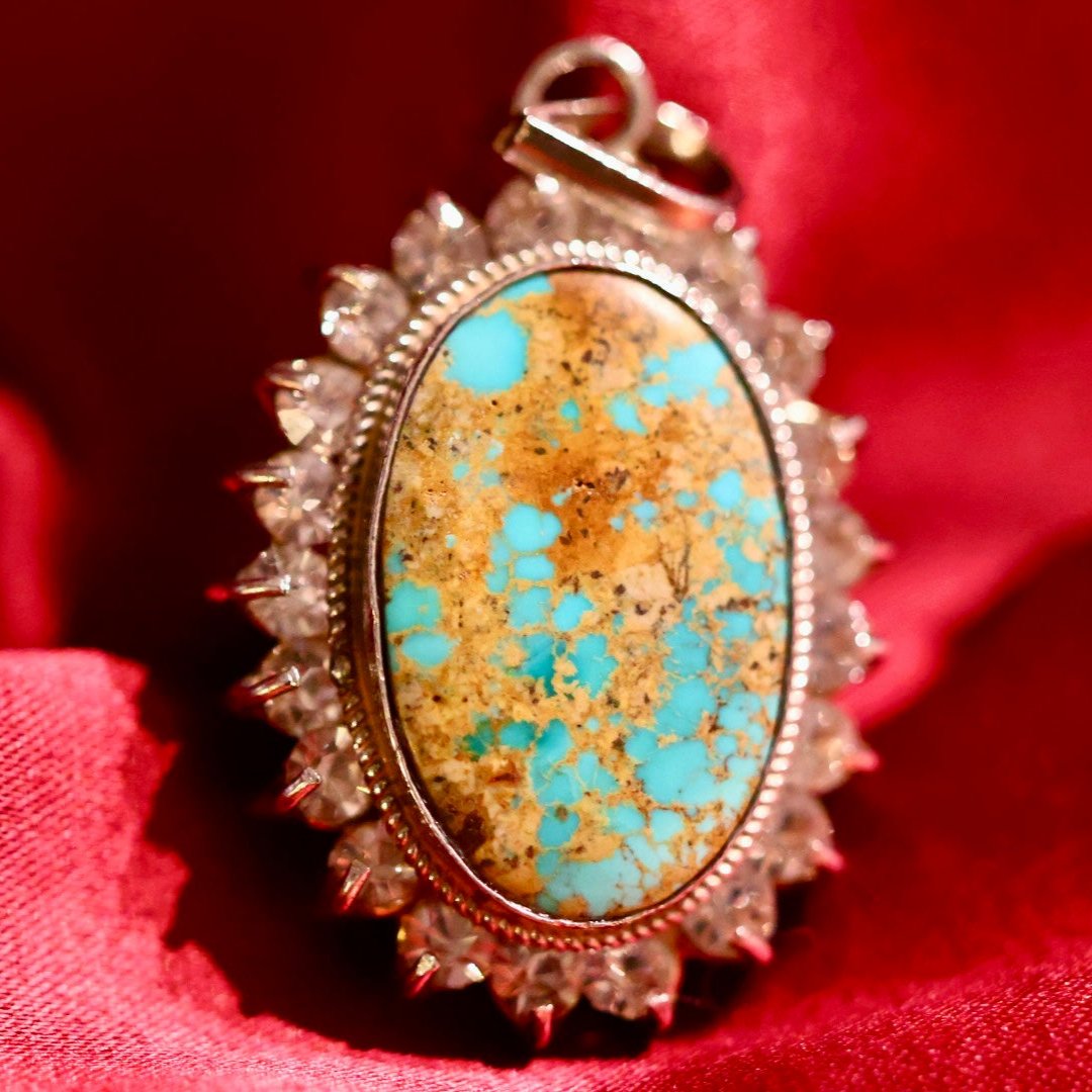 Aurora Veil Turquoise Zirconia Sterling Silver Pendant