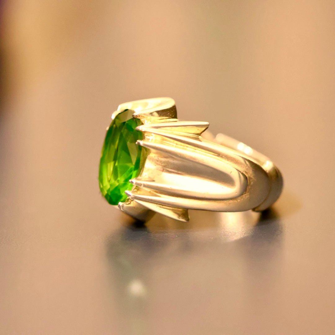 Majestic Green Brazilian Quartz Sterling Silver Ring