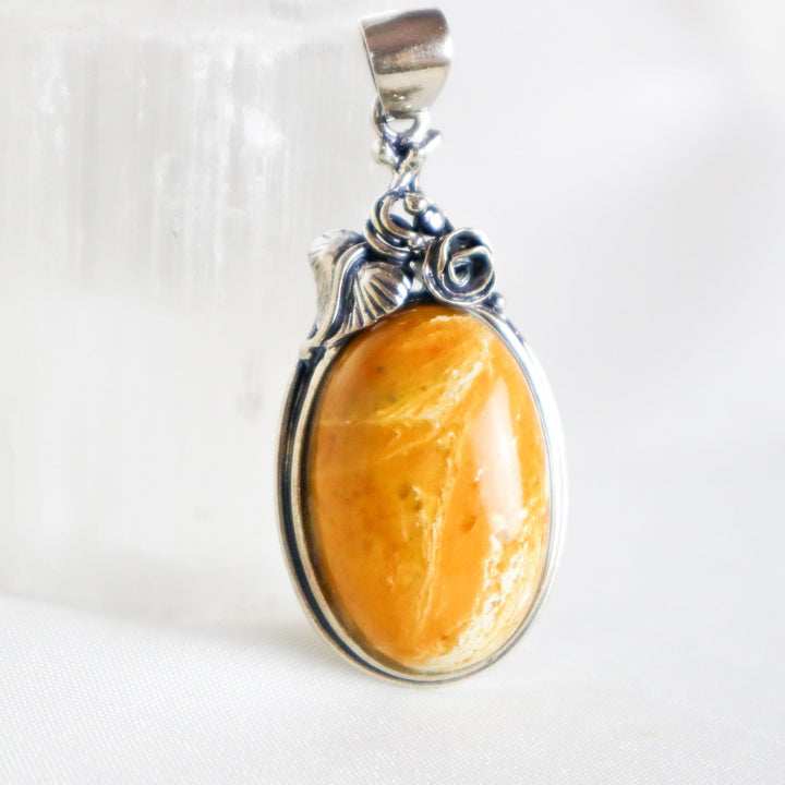 Shams Al-Andalus Polish Amber Pendant – Antique Sterling Silver