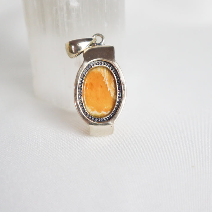 Jinan Baltic Amber Sterling Silver Pendant