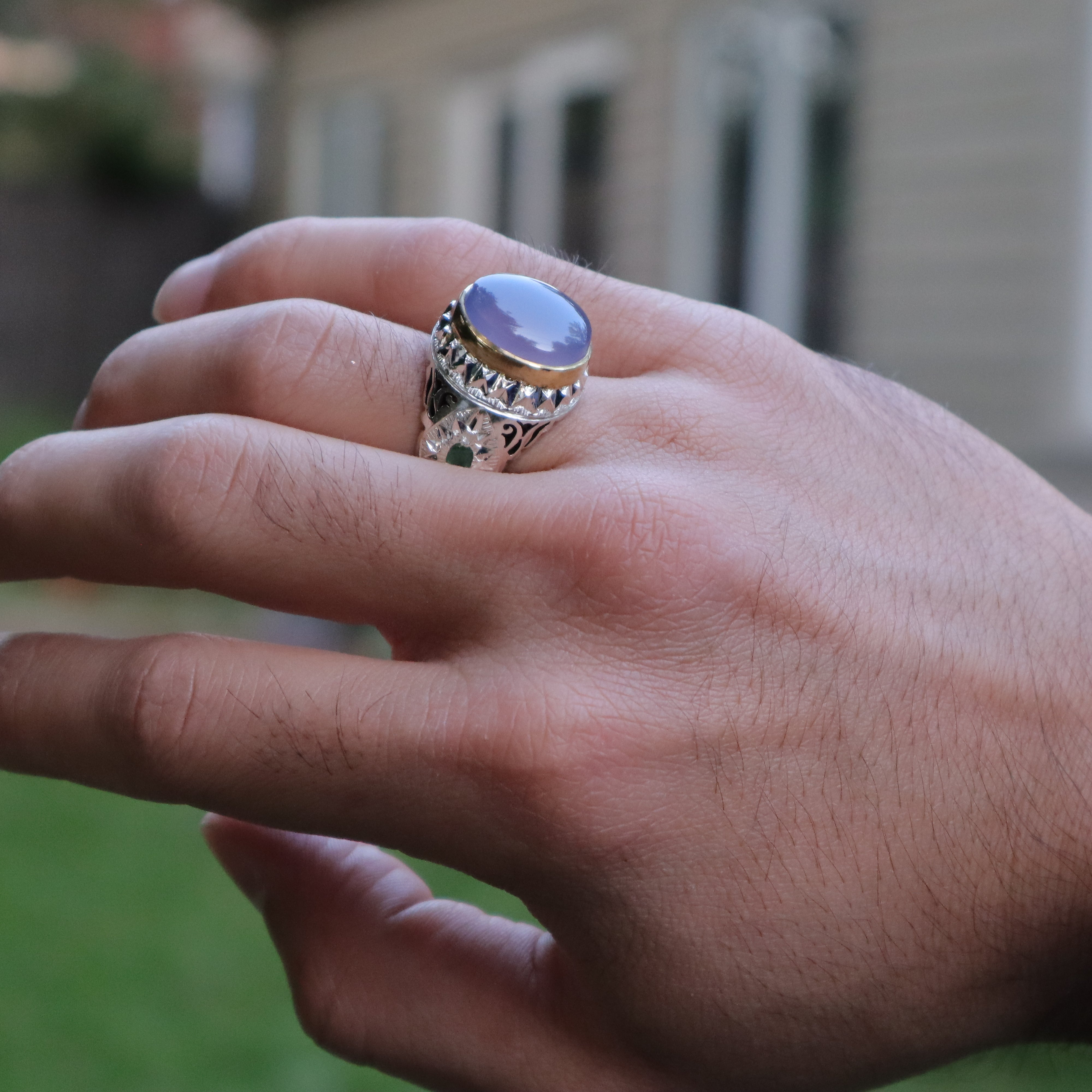 Opal, agate, and sold gemstone sterling silver mini statement ring