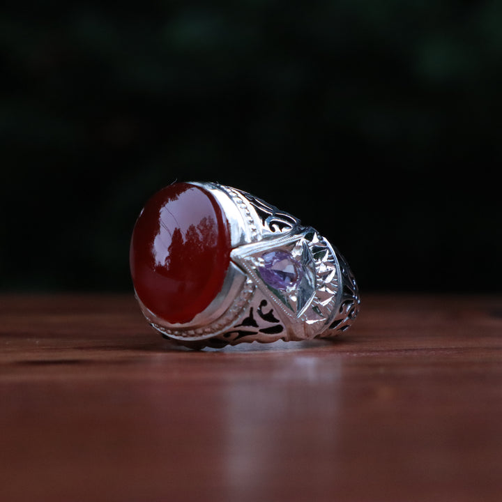 Jamal Al-Safaa Yemeni Aqeeq Sterling Silver Ring