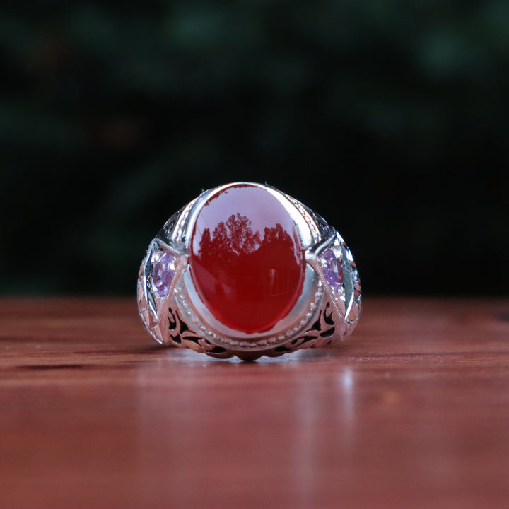 Jamal Al-Safaa Yemeni Aqeeq Sterling Silver Ring