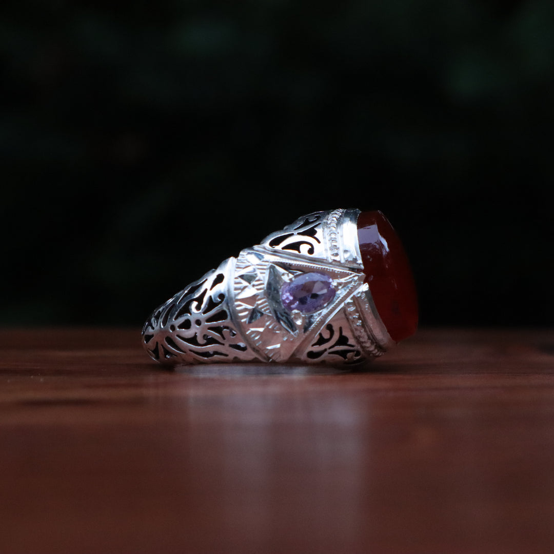 Jamal Al-Safaa Yemeni Aqeeq Sterling Silver Ring