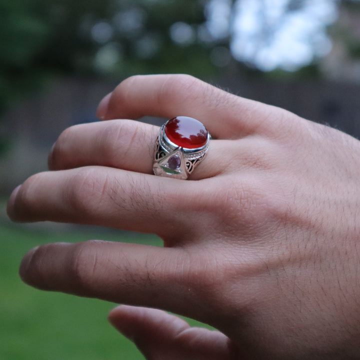 Jamal Al-Safaa Yemeni Aqeeq Sterling Silver Ring