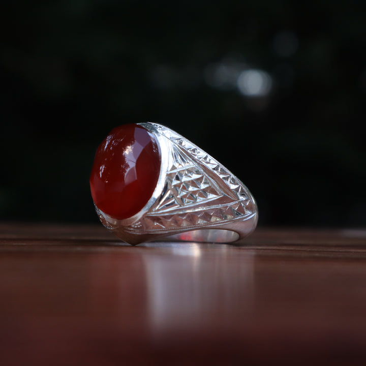 Najm Yemeni Aqeeq Sterling Silver Ring