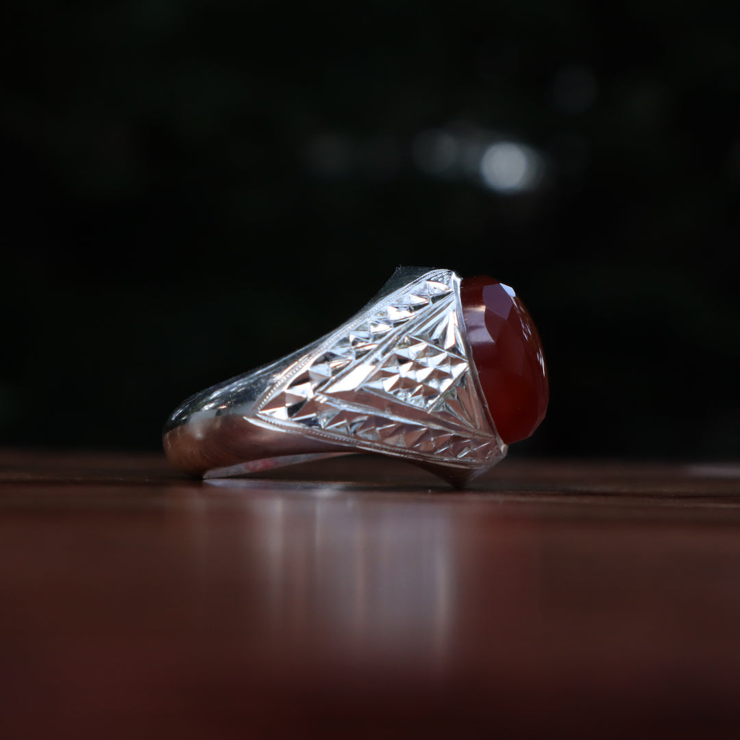 Najm Yemeni Aqeeq Sterling Silver Ring