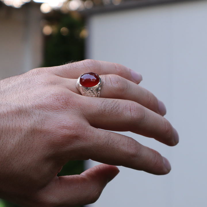 Najm Yemeni Aqeeq Sterling Silver Ring