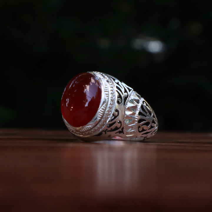 Jawahar Yemeni Aqeeq Sterling Silver Ring