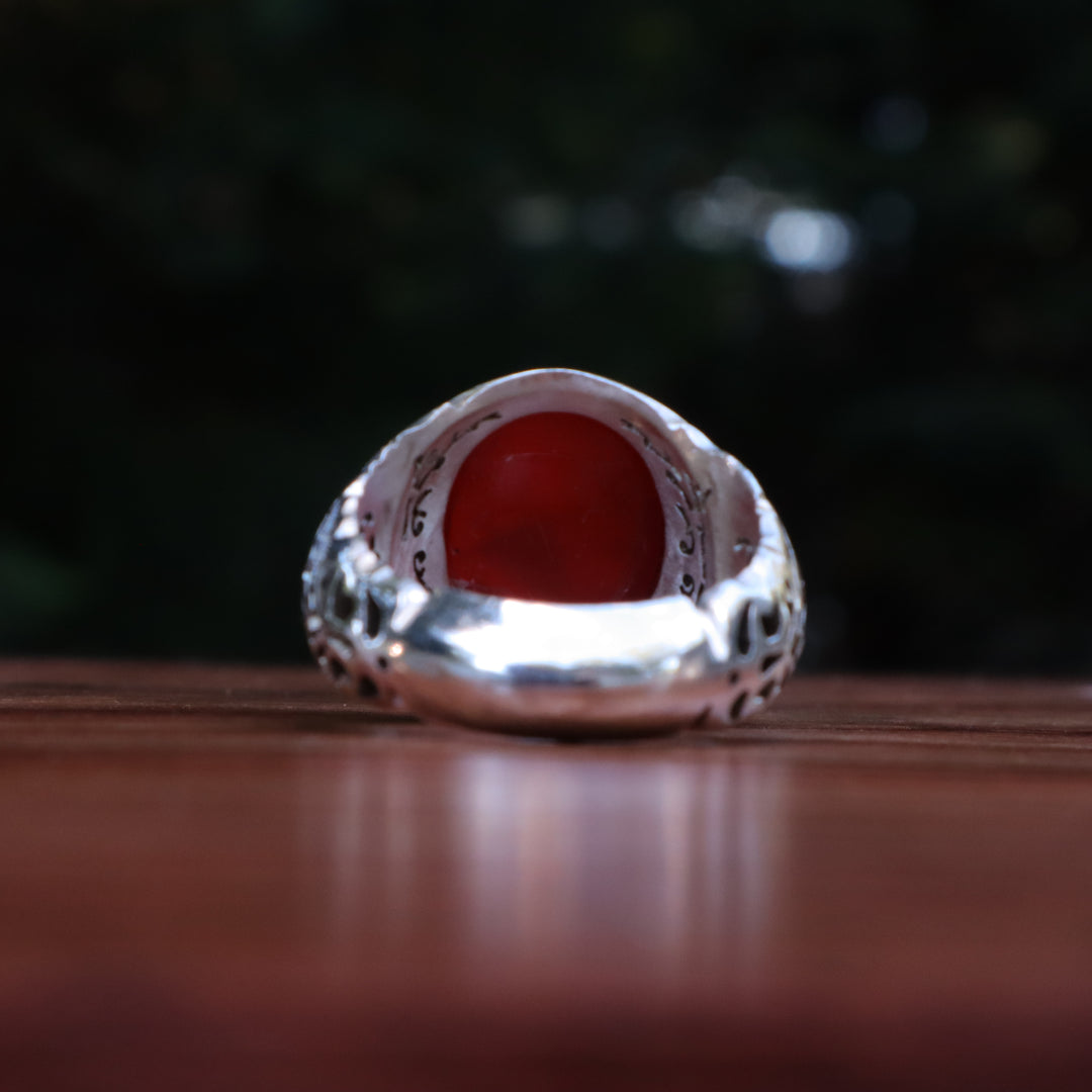 Jawahar Yemeni Aqeeq Sterling Silver Ring