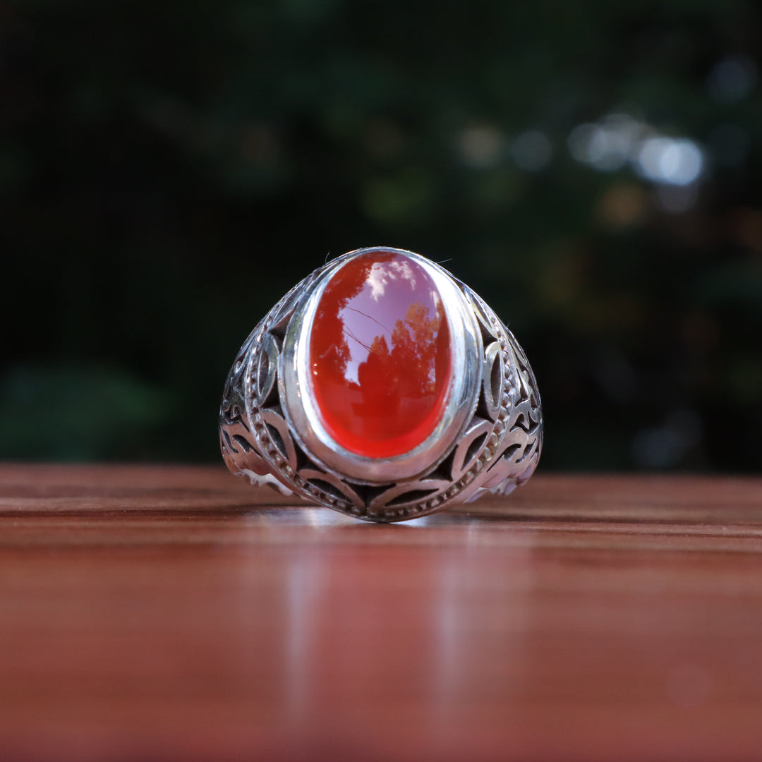 Zuhrah Yemeni Aqeeq Sterling Silver Ring