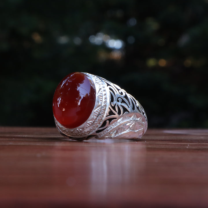 Sahar Yemeni Aqeeq Sterling Silver Ring