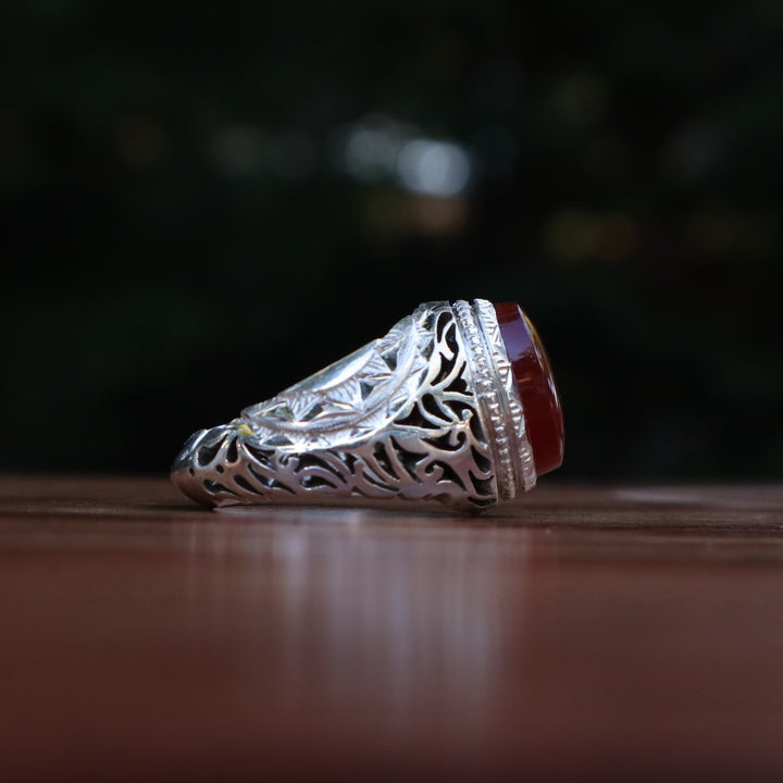 Sahar Yemeni Aqeeq Sterling Silver Ring