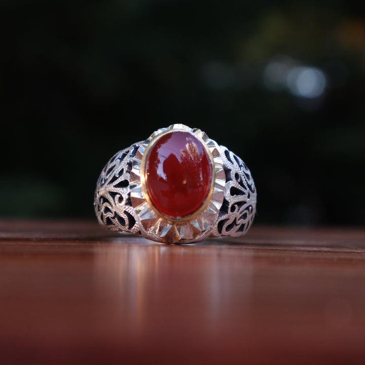 Lujain Al Shams Yemeni Aqeeq Sterling Silver Ring