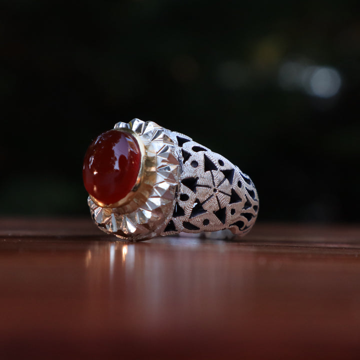 Jumana Al Watan Yemeni Aqeeq Sterling Silver Ring