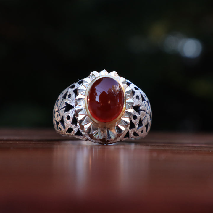 Jumana Al Watan Yemeni Aqeeq Sterling Silver Ring