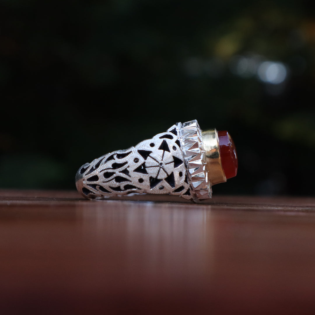 Jumana Al Watan Yemeni Aqeeq Sterling Silver Ring