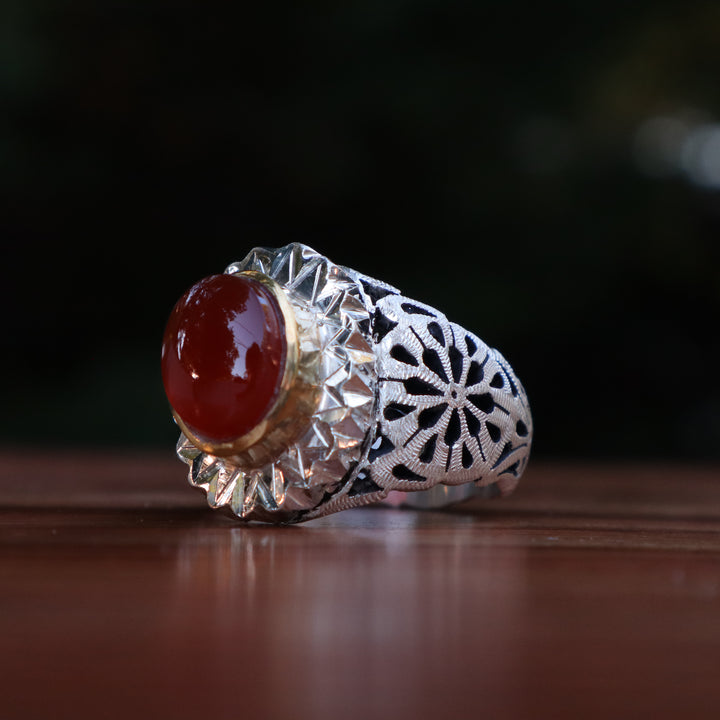 Zahra Al Fajr Yemeni Aqeeq Sterling Silver Ring