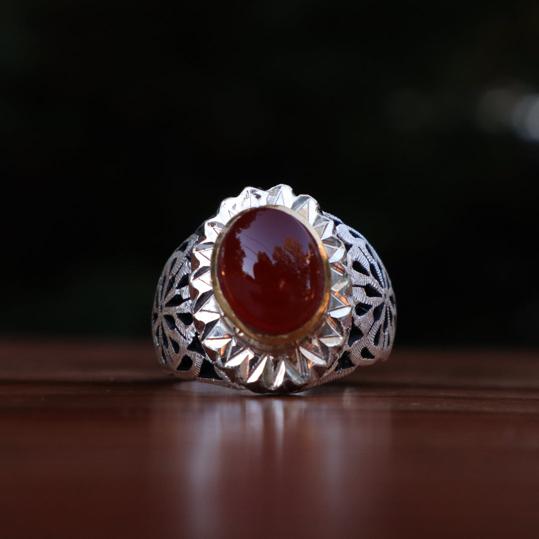 Zahra Al Fajr Yemeni Aqeeq Sterling Silver Ring