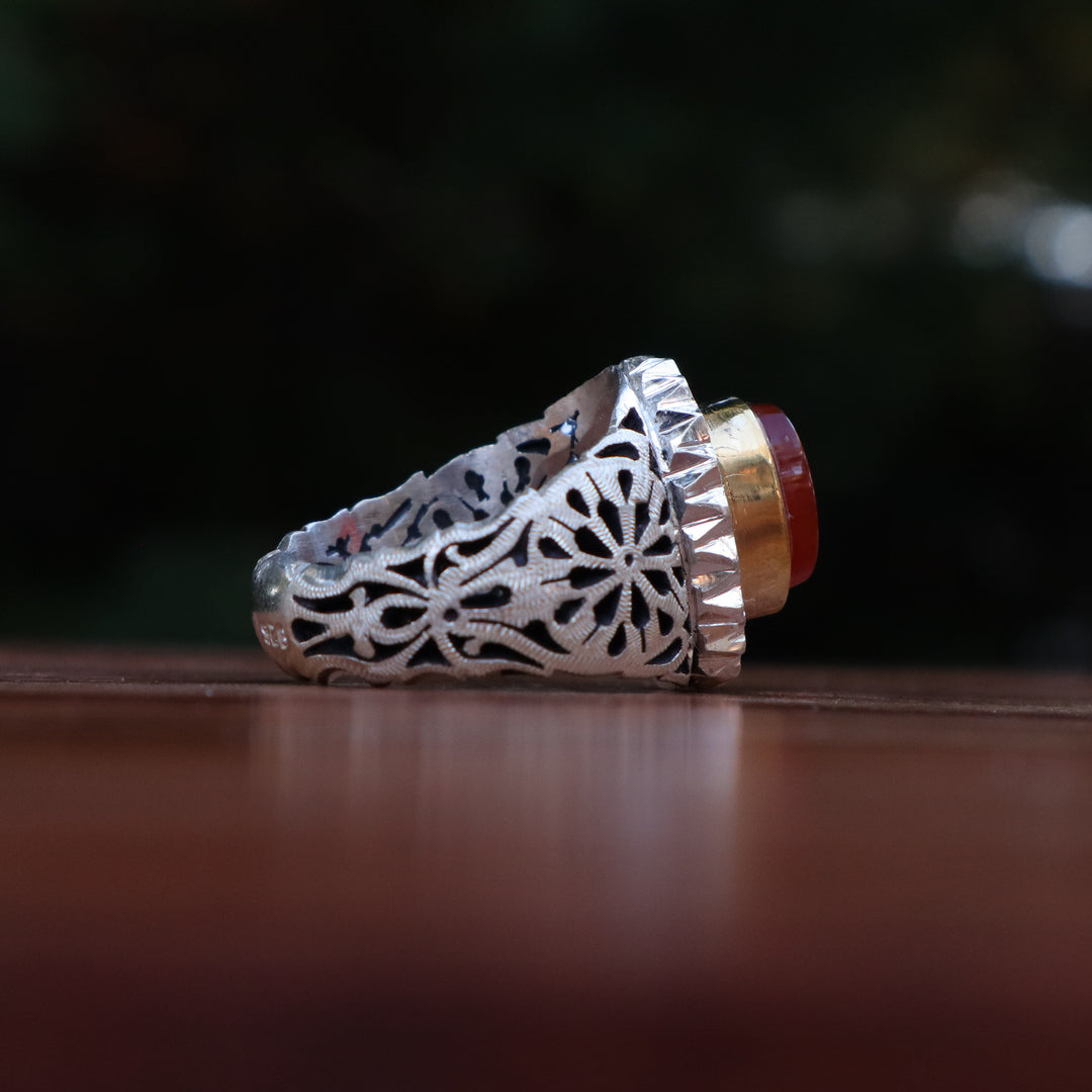 Zahra Al Fajr Yemeni Aqeeq Sterling Silver Ring