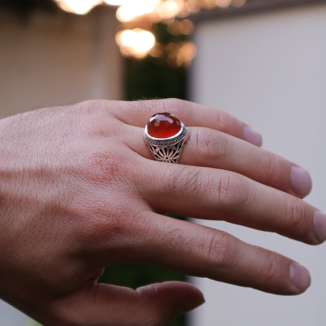 Al-Wahaj Yemeni Aqeeq Sterling Silver Ring