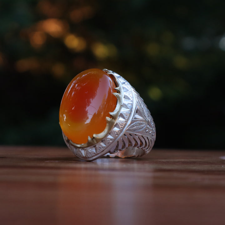 Al Masar Yemeni Aqeeq Sterling Silver Ring