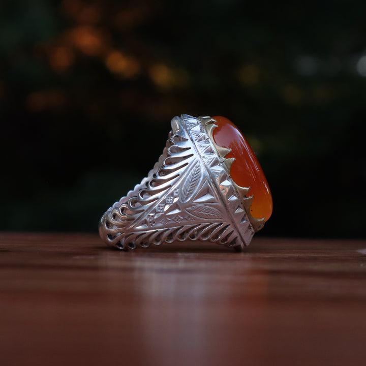 Al Masar Yemeni Aqeeq Sterling Silver Ring