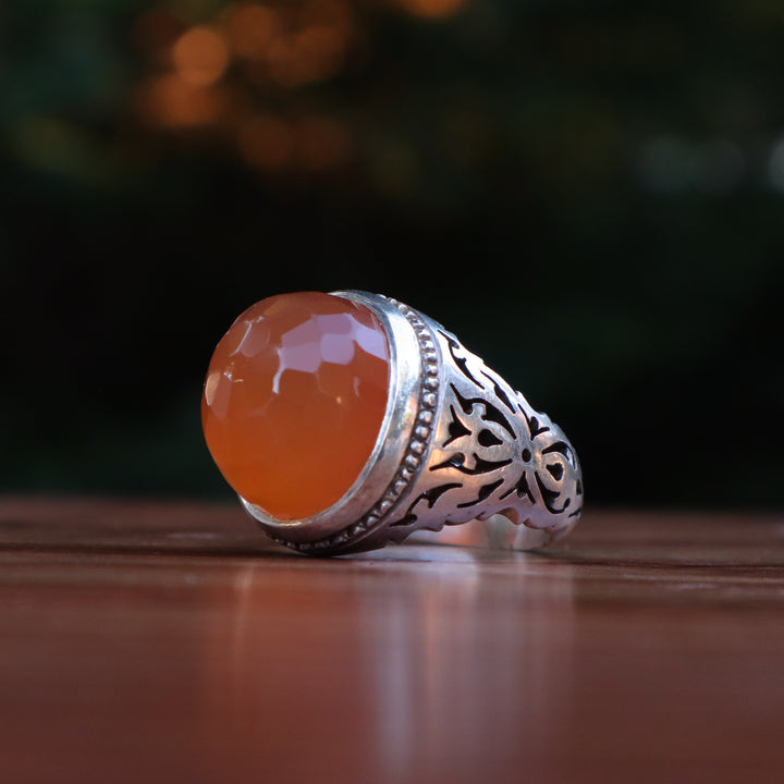 Asjad Al-Wajd Yemeni Aqeeq Sterling Silver Ring