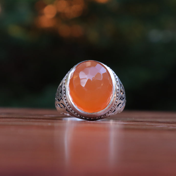 Asjad Al-Wajd Yemeni Aqeeq Sterling Silver Ring