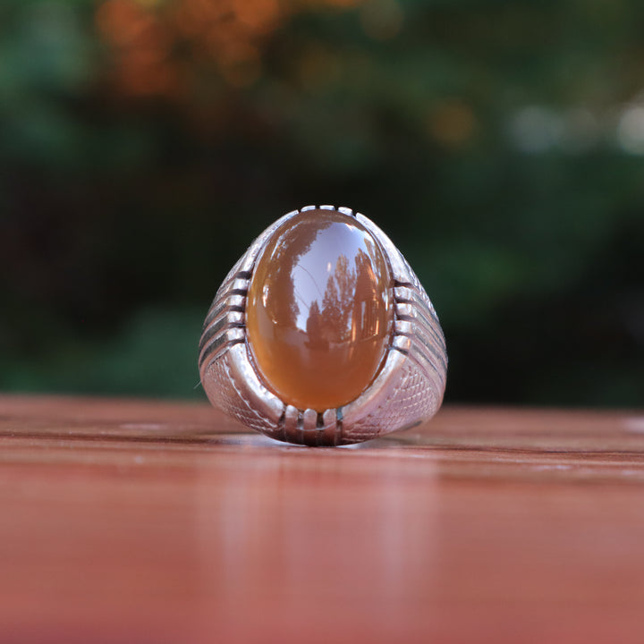 Al Dhahab Al Arabi Yemeni Aqeeq Sterling Silver Ring