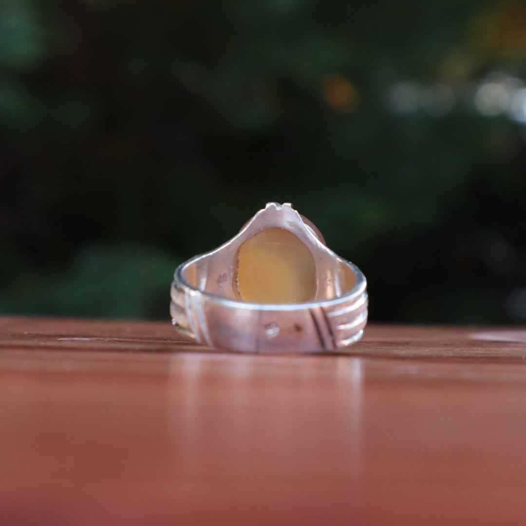 Rafidah Glow Yemeni Aqeeq Sterling Silver Ring