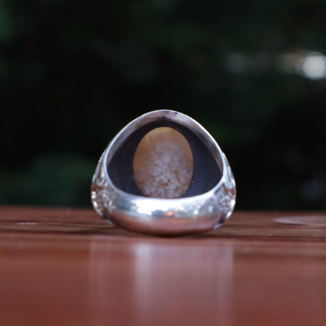 Asjad al-Falak Aqeeq (Agate) Sterling Silver Ring