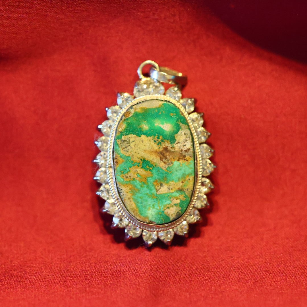 Verdant Majesty Turquoise Zirconia Sterling Silver Pendant