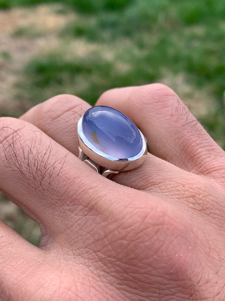 YEMENI BLUE AQEEQ STERLING SILVER RING FOR MEN