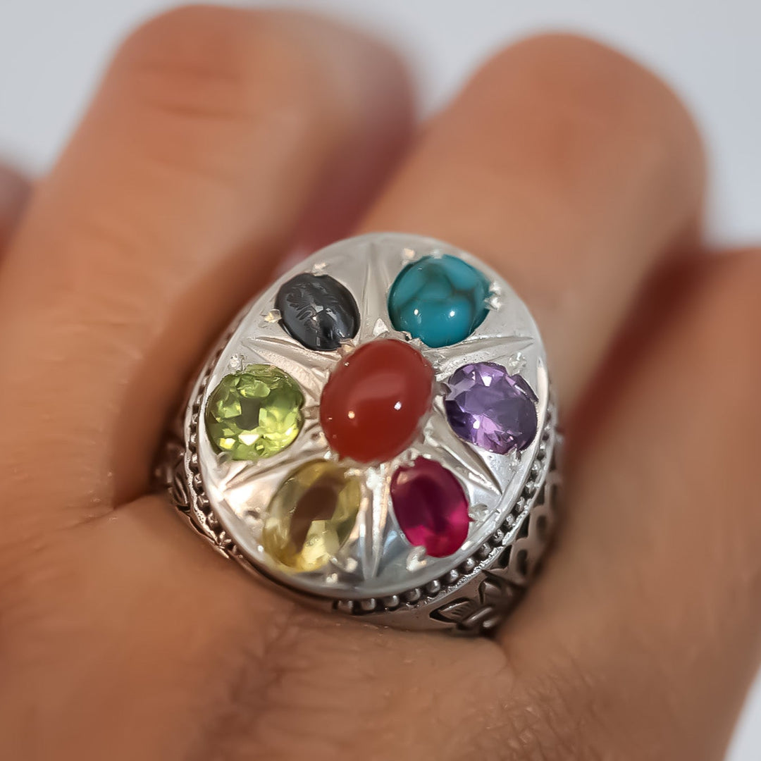 Zuhal Multistone Sterling Silver Ring