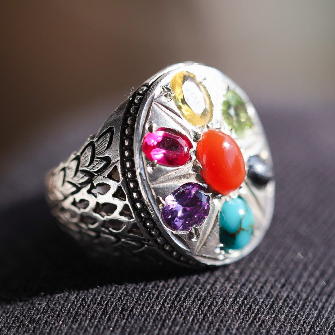 Zuhal Multistone Sterling Silver Ring