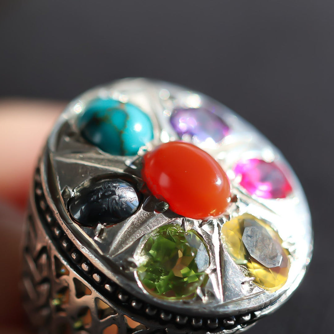 Zuhal Multistone Sterling Silver Ring