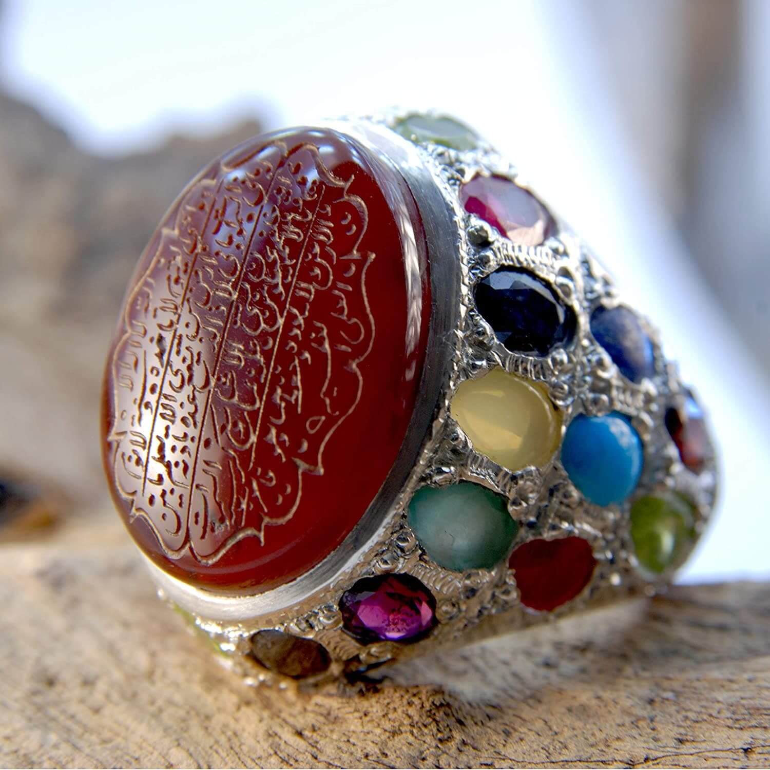 Yemeni aqeeq on sale stone ring